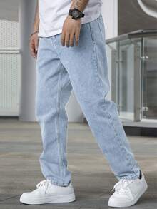 Casual And Versatile Denim Cargo Pants For Men - White - View 1