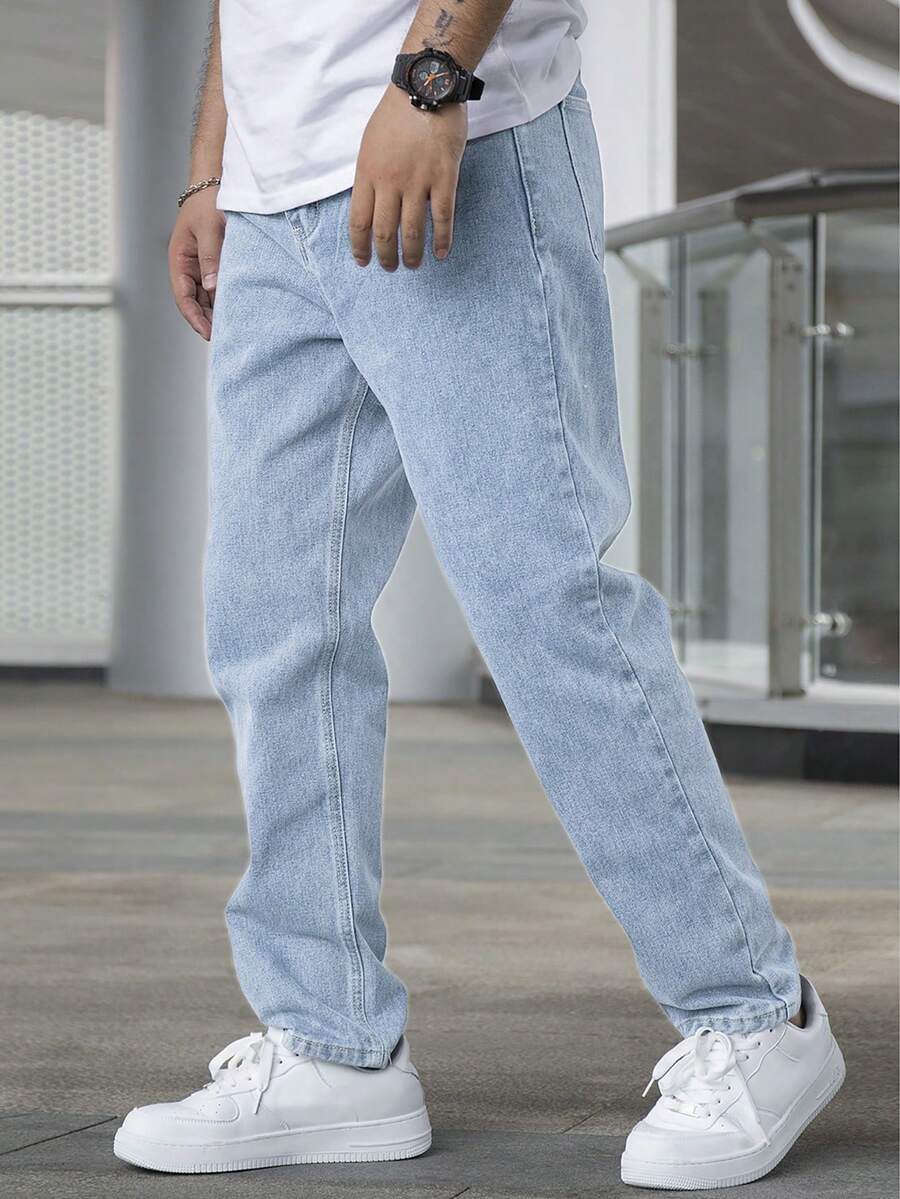 Casual And Versatile Denim Cargo Pants For Men - White - View 1