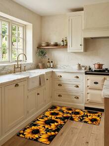 1pc Sunflower Pattern Diatom Mud Bath Mat, Room Decor, Indoor Door Mat, Bathroom Floor Mat, Kitchen Mat, Absorbent & Quick-Drying, Wear-Resistant, Trimmable, Washable Carpet, Home Decor - Multicolor - View 7