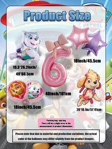 Paw Patrol 汪汪隊 9件/套 生日氣球 40英吋大字母主題派對裝飾，包含 Skye 卡通角色氣球、Skye 加厚乳膠漂浮氣球，適合派對使用 - 天天珠珠Plus - 查看 9