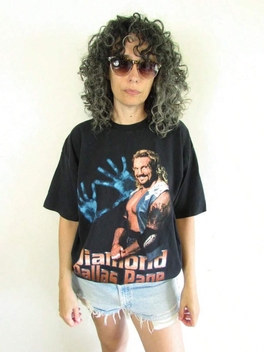 Camiseta Vintage 1998 Diamond Page WCW Pro Wrestling Talla L - Negro - Ver 1