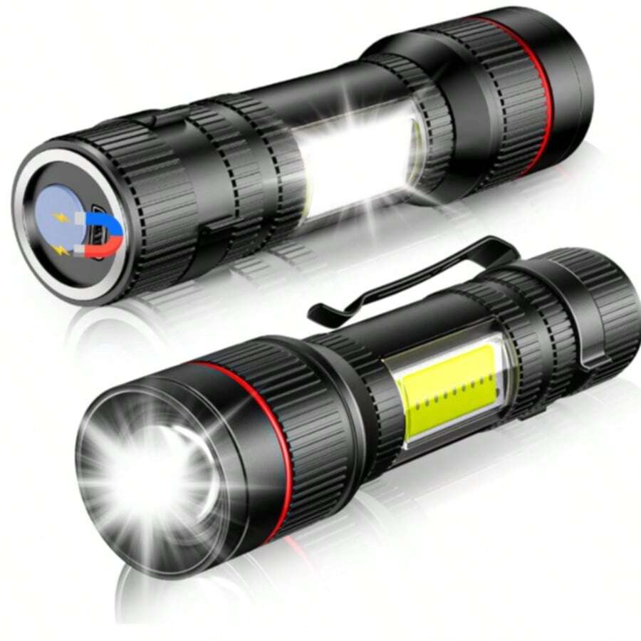 1500 Lumen T6 LED Flashlight, USB Rechargeable, Blue - Star - View 1