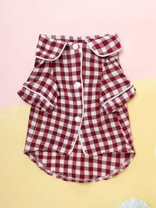 Red And White Plaid Lightweight Breathable Comfortable Pet Home Wear, Suitable For Small Dogs Year-Round (Non-Stretch Fabric, Recommend Buying 1-2 Sizes Larger; Medium And Large Dogs Please Choose Carefully) - Red - View 7