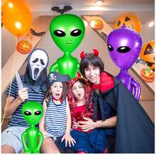 1pc Alien Inflatable Toy, Alien Inflatable Decoration, Green/Purple/Blue Optional, Large/Medium Optional, Suitable For Children's Birthday Party, Halloween, Alien Theme Party, Pool Floating, Photo Props, Home Decor, Cosplay Party Supplies, Space Theme Party, Sci-Fi Theme Party - View 6
