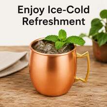 530ml Moscow Mule Mugs Set, Copper Cups Bulk Stainless Steel Moscow Mule Cups With Hammered Surface, Rust-Resistant, Iced Coffee Cups Suitable For Cocktails, Wedding Gifts, Drinkware - Multicolor - View 8