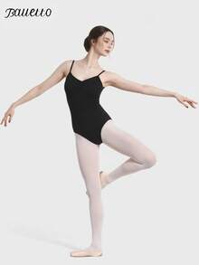 balletto Adjustable Strap Gymnastics Leotard Camisole, Backless Design For Art Students, Adult Women's Spaghetti Strap High-Cut Body Suit Sports Black Fall - Black - View 5