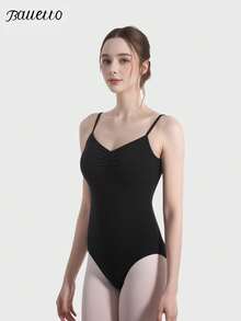 balletto Adjustable Strap Gymnastics Leotard Camisole, Backless Design For Art Students, Adult Women's Spaghetti Strap High-Cut Body Suit Sports Black Fall - Black - View 2