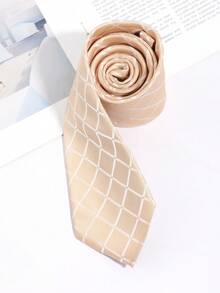 1 pieza Corbata de estilo minimalista con patrón de cuadros & rayas para hombres, adecuada para fiestas, desplazamientos, uso diario, viajes, vacaciones, playa, uso al aire libre - Multicolor - Ver 4