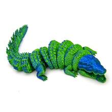 Figura de cocodrilo con degradado de tema zoológico, escultura de reptil totalmente flexible, juguete de alivio de estrés del tamaño de la palma, decoración multi-escena para escritorio, coche y estantería, regalo de cumpleaños de nicho para adultos y estudiantes, regalo de broma, regalo de Navidad (rayas de color aleatorio) - Multicolor - Ver 10
