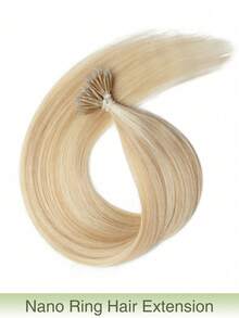 Extensiones de cabello humano real de 12-22 pulgadas con anillos nano, cabello humano Remy liso y recto, mechas de cabello con anillos nano, extensiones de cabello con nano puntas, para mujeres - S18/613 - Ver 3