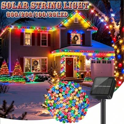 太陽能 LED 燈串仙女燈 200 顆 LED 超亮 太陽能 LED 聖誕節假期燈 綠色線 8 種模式 戶外花園派對庭院萬聖節裝飾燈