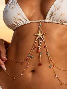 European And American Cross-Border Colorful Tassel Vacation Bikini Accessory Exotic Ins Starfish Shell Pendant Body Chain For Women - Multicolor - View 2