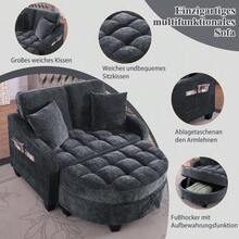 Multifunctional Sofa, 2-In-1 Sofa Bed, Storage Ottoman, Breathable Skin- Fabric, - Eucalyptus Wood, Suitable For Small Living Rooms, Studies, And Bedrooms. - 黑色 - 查看 7