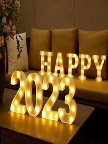 26 Letters LED Light-Up Numbers 0-9, Wedding Birthday Christmas Decoration Night Light, Party Bedroom Use, 16CM Height, Pink (Battery Not Included) - White - View 7