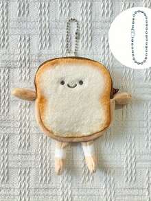 1pc Cute Toast-Shaped Coin Purse – Casual, Portable Coin Wallet & Keychain; Perfect Gift For Teachers' Day, Christmas, Birthdays, Or Halloween. - View 9