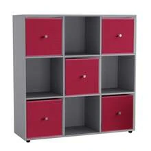 9 Cube Storage Unit With Fabric Drawers, Wooden Shelf For Home Organisation - 灰色單元 - 查看 3