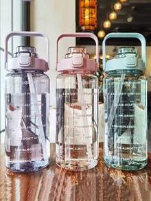 1 pieza Botella de agua deportiva de gran capacidad de 750ml - Con pajita, escala de medición, taza de pajita portátil para deportes y fitness, taza de café, taza de té con leche, taza de bebida diaria, taza de deportes al aire libre, adecuada para uso en el hogar, dormitorio, oficina, trabajo al aire libre y viajes de hidratación, unisex, decoración del hogar, temporada de regreso a la escuela, regalo para mujeres, regalo para hombres, regalo familiar - Multicolor - Ver 4