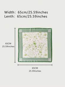 1 buah Syal Persegi Poliester Motif Bunga Kasual 70cm, Cocok untuk Dekorasi Sepanjang Musim - #2 Hijau - View 2