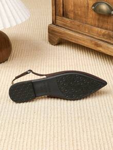 Pointed Toe Women's Ballet Shoes Vintage Mary Jane Shoes - Brown - View 6