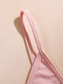 Aesletic 1 buah celana dalam thong katun nyaman model low-rise untuk wanita. - Berwarna merah muda - View 8