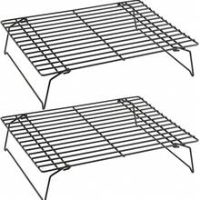 Rejilla de enfriamiento apilable de 1/2/3 niveles, rejilla de alambre de metal antiadherente para hornear, secar galletas, cupcakes, pan, pasteles, bandeja de enfriamiento multicapa para cocina, para hornear, asar, decorar pasteles, galletas, muffins, accesorio de utensilios de repostería - Negro - Ver 5