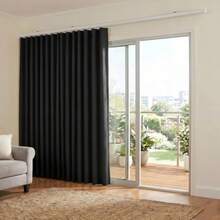 Room Divider Curtains Out Floor To Ceiling Curtain With Hook Wall Mount Sliding Door Curtains Ceiling Mount Extra Wide Curtain Wall Divider For Room Separation,W100 X H84 Inch - Black - View 6