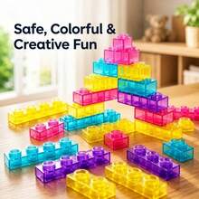 40PCS/60PCS Rainbow Transparent Building Block Set, Suitable For Large Particle Blocks, Creative Color Recognition Educational Toy #TransparentBlocks #AssemblyToys #CreativeToys - Multicolor - View 1