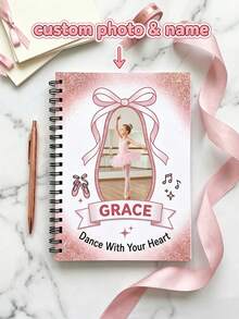 Customized Personalized Pink Bow Pattern Spiral Bound Notebook, Cute Pink Diary, Suitable For Girls, Back To School Essential, Perfect Gift For Her, Customized Notebook School Supplies, Back To School Season, Multi-Functional, Highly Decorative, Reusable, Modern Fashion, Colorful, Cute Vintage, Cartoon, Kawaii, Customized, Personalized, Unique, Suitable For Office Workers, Customers, Students, Business/Work/Office/Study Use - Multicolor - View 6