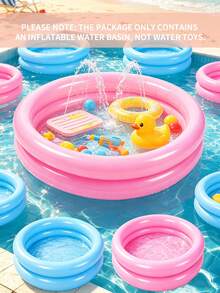 Inflatable Double Ring Mini Water Play Pool / Thickened Soft Edge Design / "Dopamine" Color Scheme / Home Essential / Size 60cm X 14cm - Capacity 21L / Can Be Used As A Floating Tray For Large Swimming Pools (Can Hold Towels And Sunscreen) / Inflatable "Fishing Pond" / Fishing Toy / Reusable / Space-Saving Inflatable Design - Multicolor - View 2