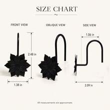 12pcs Black Double Layer Flower Shower Curtain Hooks Metal Curtain Hooks Waterproof Rust-Proof - Black - View 3