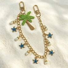 Starfish & Pearl Bag Chain Extender, Handmade Coconut Tree Pendant, Pearl Handle Extender Chain For Handbags & Purses - Multicolor - View 9