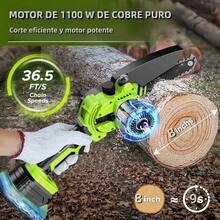 Kiln Ethan 8-Inch Cordless Mini Chainsaw With 2 Batteries And Complete Garden Pruning Kit - Green - View 4