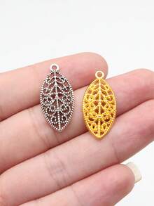20 buah liontin daun ukuran 27x12mm untuk pembuatan perhiasan DIY, kalung, gantungan kunci, rantai ponsel, gelang, aksesoris pembuatan kerajinan tangan. - Daun-daun - View 8