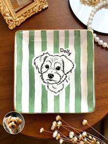 Customized Jewelry Tray,Ceramic Ring Dish,Jewelry Display Plate, Customized Best Pet Portrait Jewelry Tray,Can Customize Photos And PersonalizedText - Multicolor - View 5