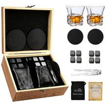 Glass Cup Wooden Box Set, Granite Ice Stone Set, Multiple Cups, Exquisite Wooden Box, Prepare A Gift For Friends, Carry Exquisite Set For Outdoor Travel - A - View 11