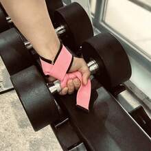 Tali Pergelangan Tangan Anti Selip untuk Kebugaran, Alat Bantu Angkat Beban (Deadlift) dan Pull-Up, Dapat Diatur Ukurannya - Berwarna merah muda - View 1