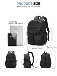 Zaino scolastico leggero per adolescenti, adatto per laptop da 14 pollici, zaino carino di colore unito per studenti, zaino per laptop resistente, tessuto in nylon impermeabile, resistente all'usura e alle pieghe, spallacci imbottiti e larghi per un uso prolungato senza pressione sulle spalle; design multistrato con più scomparti, tasca frontale con cerniera, tasche laterali per bottiglie d'acqua, adatto per uso scolastico quotidiano, brevi viaggi e pendolarismo - Multicolore - Visualizzare 3