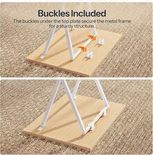 2 Set Folding Side Tables Industrial Metal Frame Rustic Brown TV Tray Table For Eating Laptop Coffee Sofa End Table Small Space Living Room - 自然色 + 白色 - 查看 8