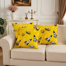 Dekoratives Kissenbezug-Set, enthält 2 bedruckte Kissenbezüge 16x16 Zoll, geeignet für Wohnzimmer und Außenbereich, quadratische Kissenbezüge aus Polyesterfaser mit Floral-Muster im Landhausstil, doppelseitiger Druck, Kissenfüllungen nicht enthalten - Gelb 5983 - Übersicht 12