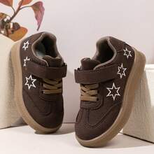 1 Pair Unisex Kids New German Trainer Shoes Spring/Autumn New Star Hook And Loop Casual Shoes Soft Sole Non-Slip Sports Shoes - Brown - View 3