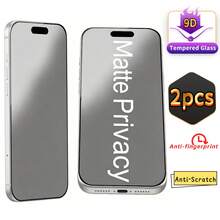Yezodawee 磨砂防窺鋼化玻璃螢幕保護貼，防偷窺、隱私保護、全螢幕覆蓋、防指紋、防摔、防刮、觸感細膩，相容 iPhone 18 Pro Max/18 Pro/17 Pro Max/17 Pro/17 Air/17/16 Pro Max/16 Pro/16 Plus/16/15 Pro Max/14 Pro Max/13 Mini/12/11/XS MAX/XR/8+/7 Plus 系列 - 黑色 - 查看 2