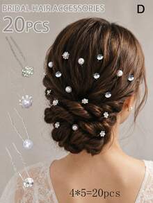 topshiny 20 pièces Pinces à cheveux de mariée avec strass scintillants, accessoires de chignon élégants en cristal, pinces de fixation pour chignon floral pour la coiffure de mariage et de bal de promo pour femmes - Transparent - Voir 9