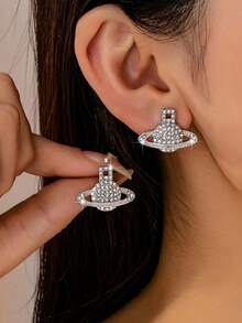 1 Pair Elegant Fashion Planet Stud Earrings, Suitable For Women's Daily Wear - Silver - View 12