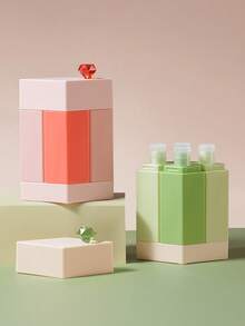 1 Set (4 Buah) Set Botol Perjalanan Portabel dengan Kotak Penyimpanan, Dapat Diisi Ulang, Anti Bocor, Cocok untuk Sabun Mandi Cair, Sampo, Perawatan Kulit, Kemasan Kosmetik, Set Perawatan Perjalanan, Perlengkapan Perjalanan - MultiWarna - View 1