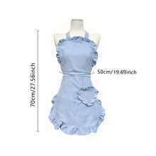 Grembiule da donna con tasca a forma di cuore e volant francese, impermeabile e antimacchia per cucina e casa, disponibile in 4 colori, per cottura, giardinaggio e lavoro, in tessuto a righe fini morbido e delicato sulla pelle, con pizzo plissettato e tasca a forma di cuore, adatto per cucinare, pulire e fare giardinaggio, unisce estetica e praticità, trasformando le faccende ordinarie in una vita quotidiana romantica. - Multicolore - Visualizzare 6