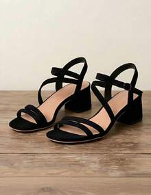 Geeyea Women's Strappy Sandals, Open Toe Block Heel Sandals. Ankle Strap Dress Shoes. Summer Casual Comfort Sandals. Fashion Footwear,Black - 黑色 - 查看 5