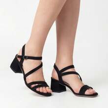 Geeyea Women's Strappy Sandals, Open Toe Block Heel Sandals. Ankle Strap Dress Shoes. Summer Casual Comfort Sandals. Fashion Footwear,Black - 黑色 - 查看 2