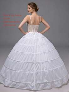 1 buah rok dalam gaun pengantin putih model A-line dengan 6 lingkaran, rok mengembang dengan penyangga dan pinggang elastis, cocok untuk pernikahan, pesta dansa, cosplay, dan acara formal. - MultiWarna - View 3