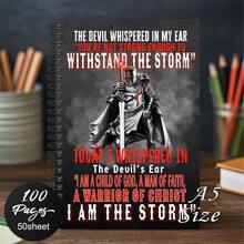 1pc Christian Warrior Of Christ Bible Verse Spiral Notebook - Motivational Journal Featuring An Armored Knight Design, Faith-Inspired Gifts For Both Men And Women, Religious Notebook For Prayer And Scripture Writing - D - View 1