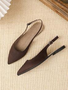 Pointed Toe Women's Ballet Shoes Vintage Mary Jane Shoes - Brown - View 4